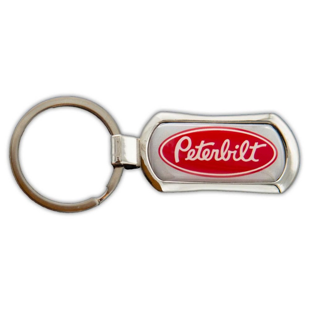 NEW - Peterbilt Trucks Metal Chrome Keychain Key Tag FOB - semi, great gift!